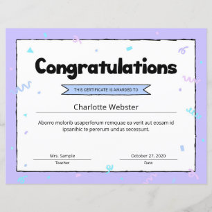 Felicitaciones a plantilla de premio de certificad