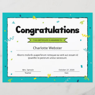 Felicitaciones a plantilla de premio de certificad