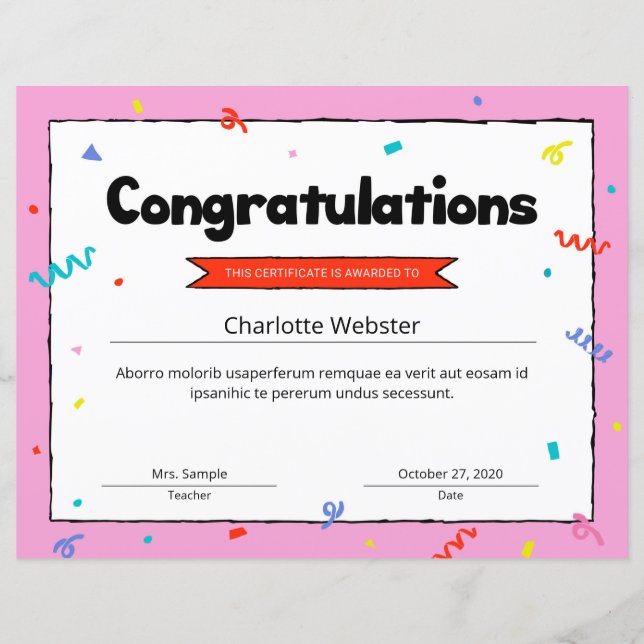 Felicitaciones a plantilla de premio de certificad (Anverso)