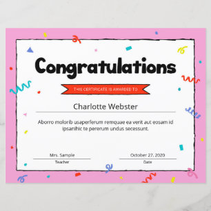 Felicitaciones a plantilla de premio de certificad