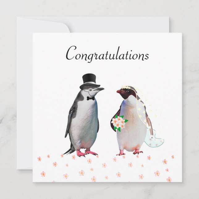 Felicitaciones a tu Boda y pareja de pingüinos (Anverso)