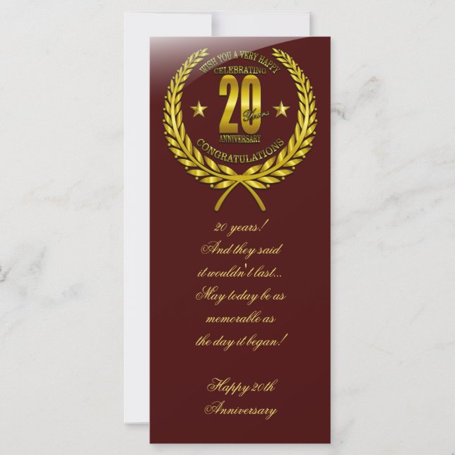 Felicitaciones al 20° aniversario (Anverso)