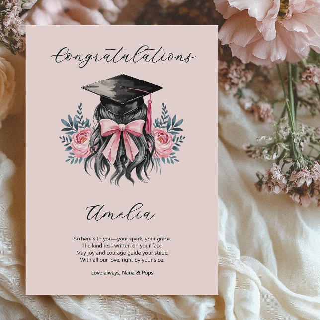 Felicitaciones al poema de graduación Girly Grad C (Graduation Congratulations Card - order printed or digital download)