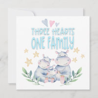 Felicitaciones Baby Boy Cute Hippos Tres Corazones