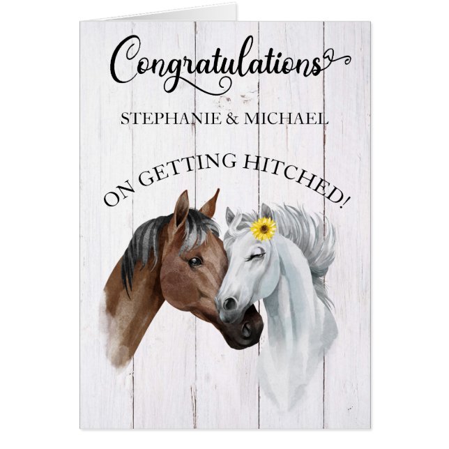Felicitaciones Boda Compromiso Caballo Occidental (Frente)