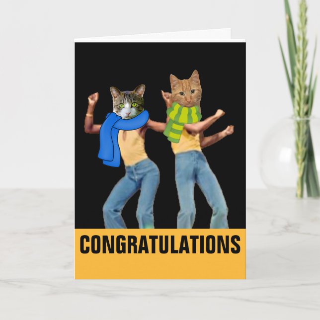 FELICITACIONES bodas TARJETAS DE DIVERSIÓN CAT (Anverso)