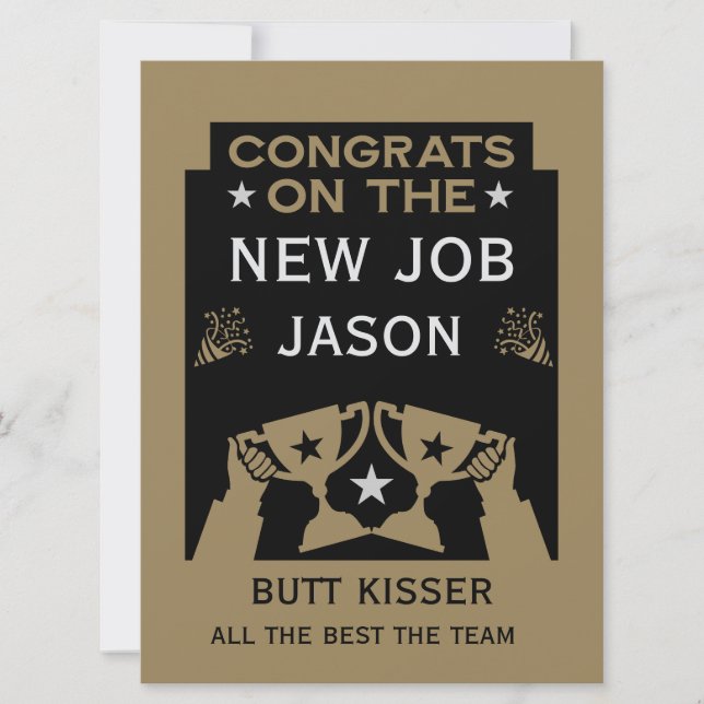 Felicitaciones De Oro Por El Nuevo Trabajo (Anverso)