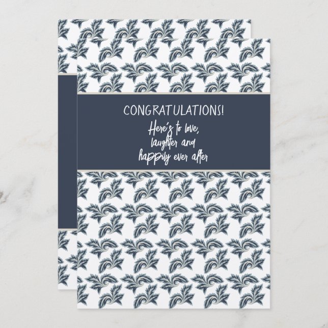 Felicitaciones Ducha o Tarjeta Boda Blue Tan (Anverso / Reverso)