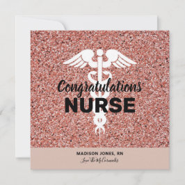 Felicitaciones Enfermera Rosa de Oro Purpurina Gra