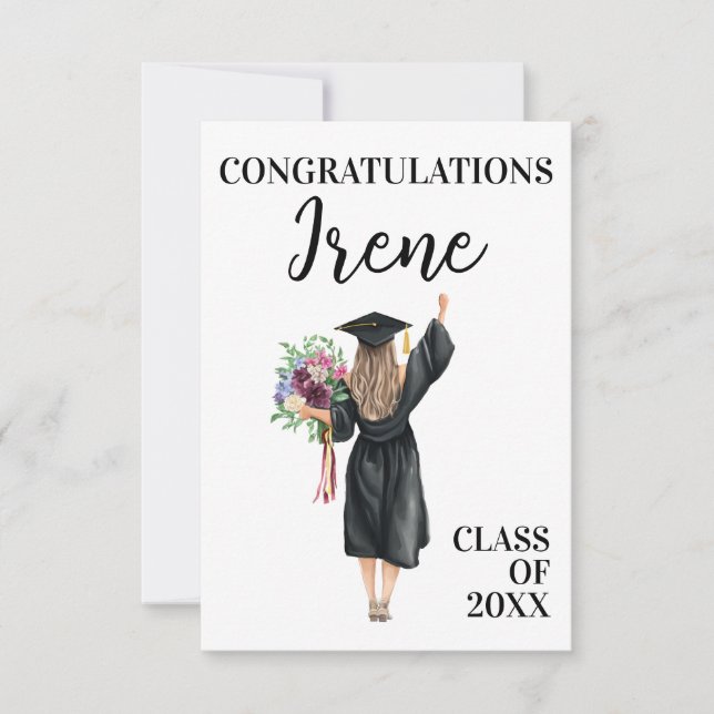 Felicitaciones Flores Chicas Graduadas de color de (Anverso)