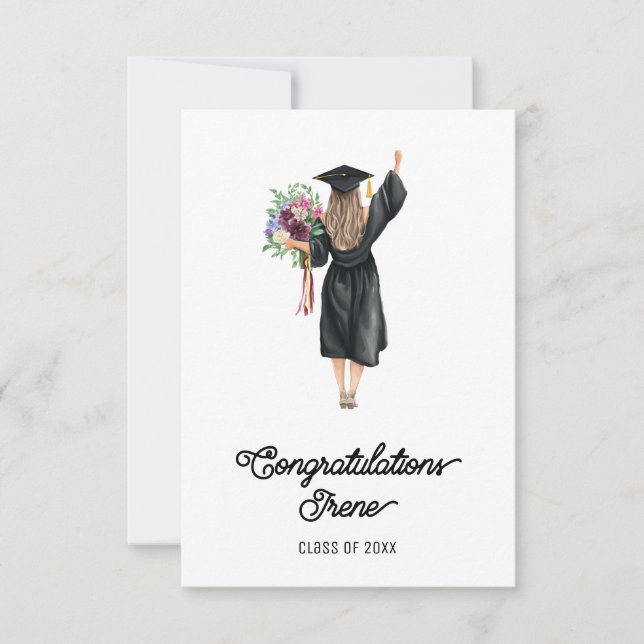 Felicitaciones Flores Chicas Graduadas de color de (Anverso)