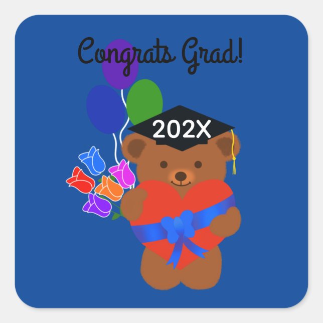 ¡Felicitaciones Grad! Pegatinas del Oso de Graduac (Anverso)