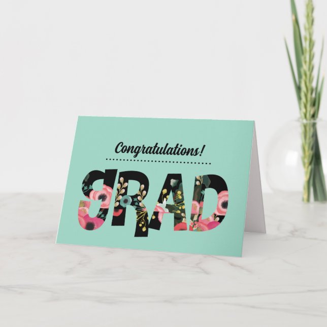 Felicitaciones Grad. Tarjeta Personalizado floral  (Anverso)
