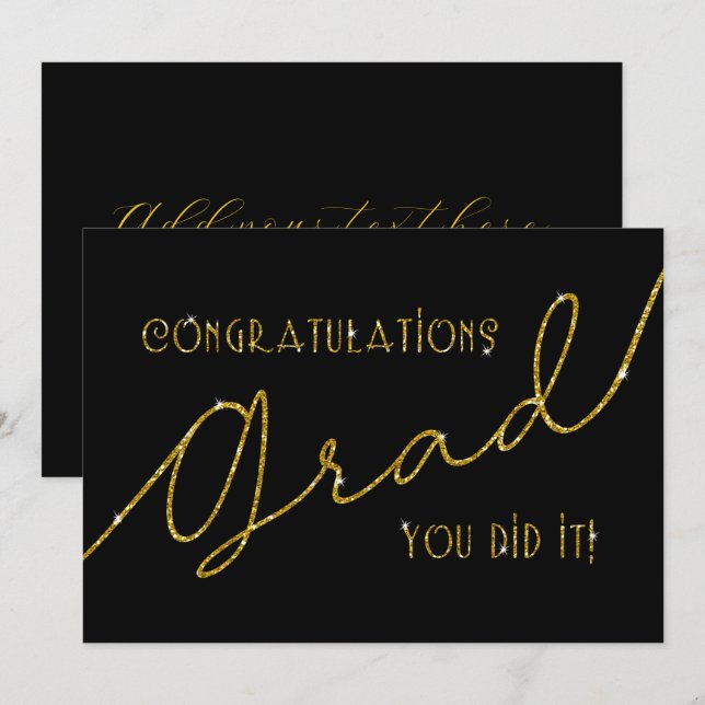 Felicitaciones Grad You It It Wed Gold and Black (Anverso / Reverso)