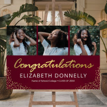 Felicitaciones Graduación 3 Foto Oro Borgoña