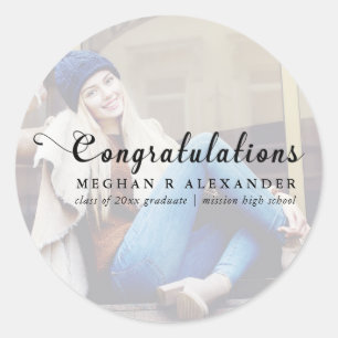 Felicitaciones Graduate Photo and Name Pegatina