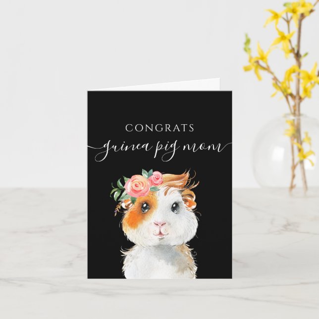 Felicitaciones Guinea Pig Mom Tarjeta de felicitac (flor amarilla)