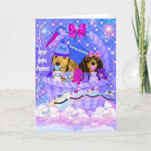 Felicitaciones niño Chica Twins Tarjeta de felicit