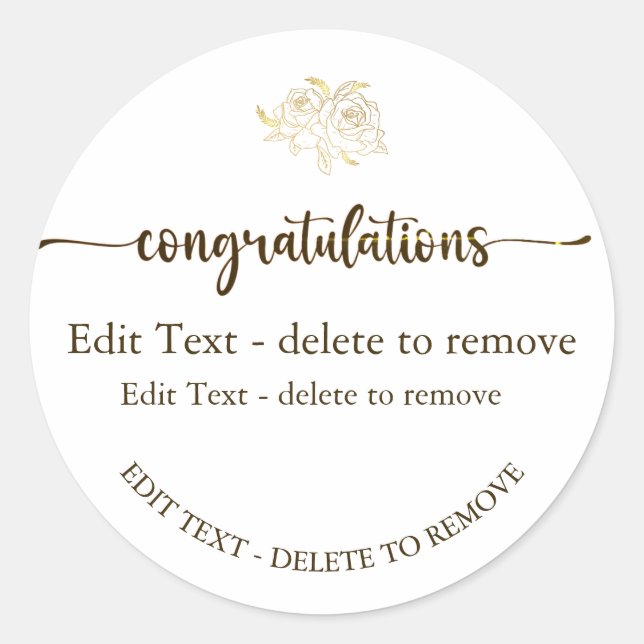 Felicitaciones Pegatina de oro (Anverso)