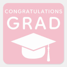 Felicitaciones Pegatinas de Grad Pink Graduation
