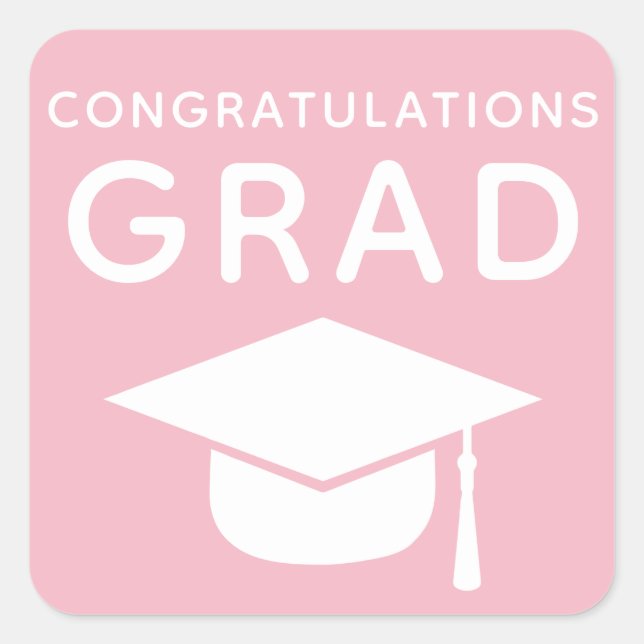 Felicitaciones Pegatinas de Grad Pink Graduation (Anverso)