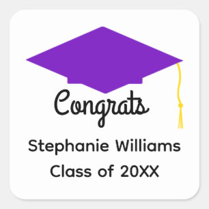Felicitaciones Pegatinas de la Graduación Púrpura