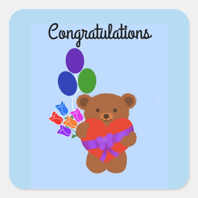 Felicitaciones, Pegatinas del Oso de Teddy #3 (Anverso)