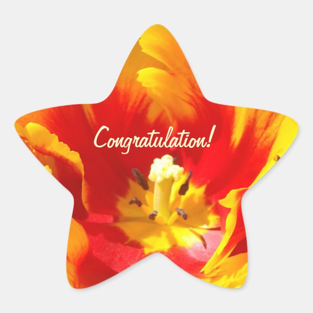 ¡Felicitaciones! pegatinas Flores de Tulipanes Roj (Anverso)