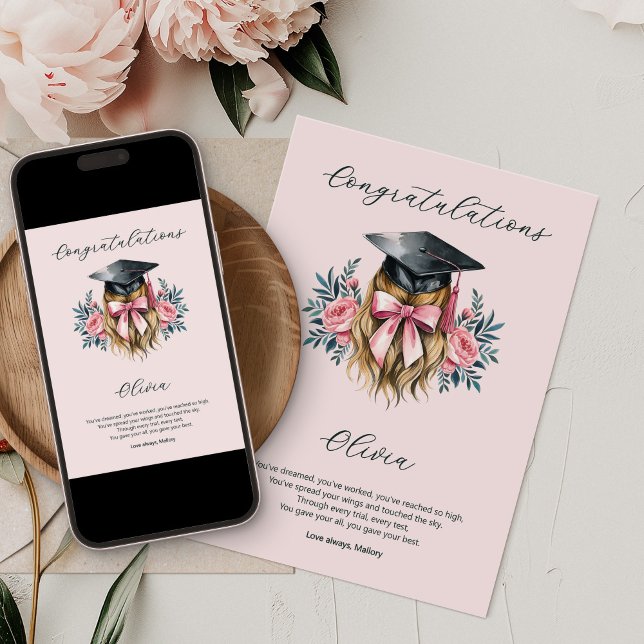 Felicitaciones Poema de graduación Título de Grado (Graduation Congratulations Card - order printed or digital download)