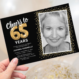 Felicitaciones por 65 Años Invitación de Foto en N