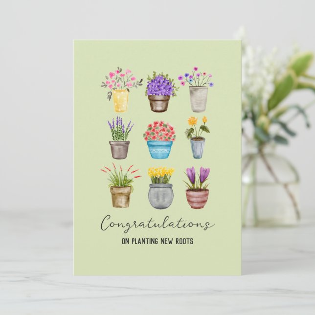 Felicitaciones por plantar nuevas raíces a nuevo p (Anverso de pie)