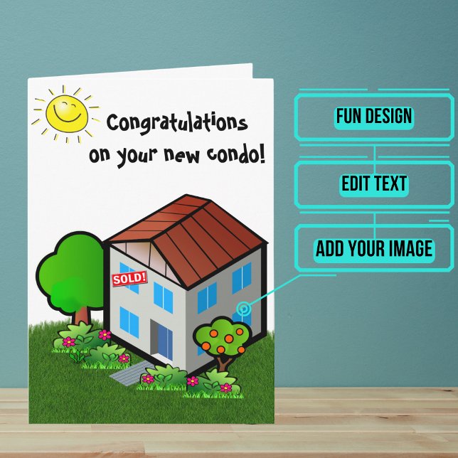 Felicitaciones por tu nueva tarjeta de felicitació (Use this card to wish congratulations in a unique and personalized way to a new homeowner.)