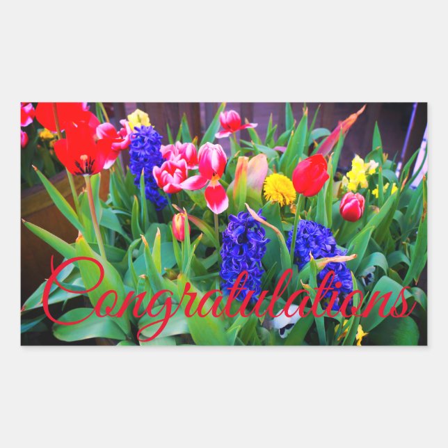 Felicitaciones Primavera Flores #3 Pegatinas (Anverso)