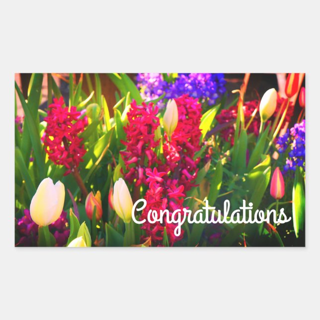 Felicitaciones Primavera Flores #5 Pegatinas (Anverso)
