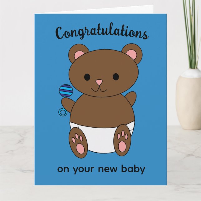Felicitaciones Recién nacido Boy Bear tarjeta pers (Anverso)