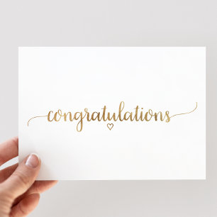 Felicitaciones sencillas con caligrafía en dorado