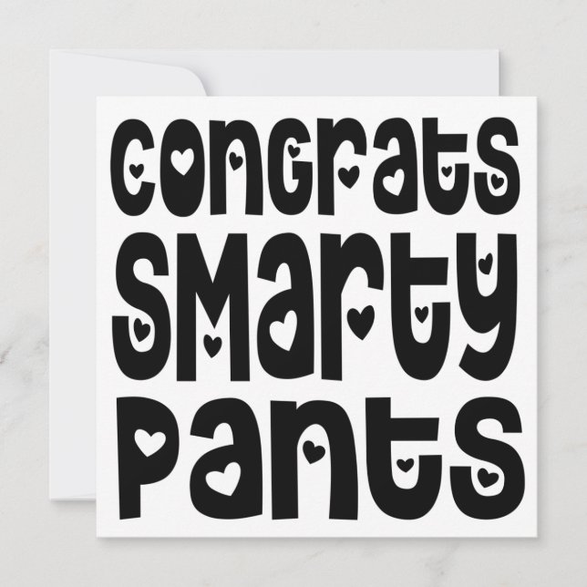 Felicitaciones Smarty Pants Text Hearts Grad Exam (Anverso)