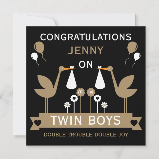 Felicitaciones Stalk Delivery Twin Boy (Anverso)