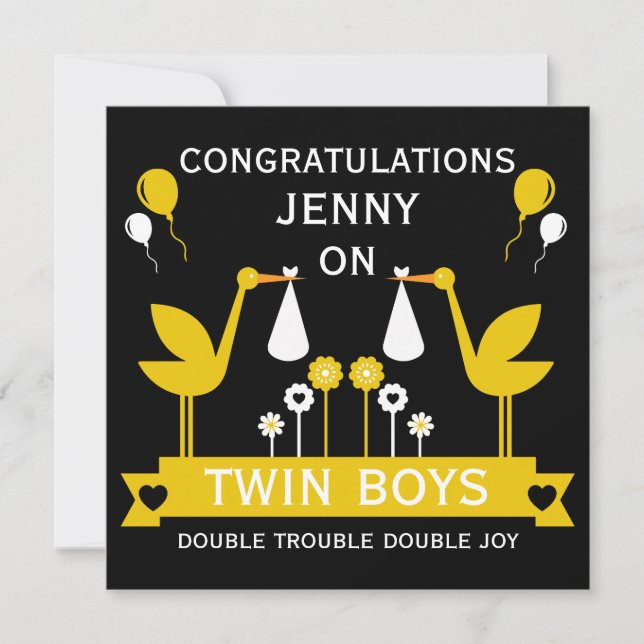 Felicitaciones Stalk Delivery Twin Boy (Anverso)