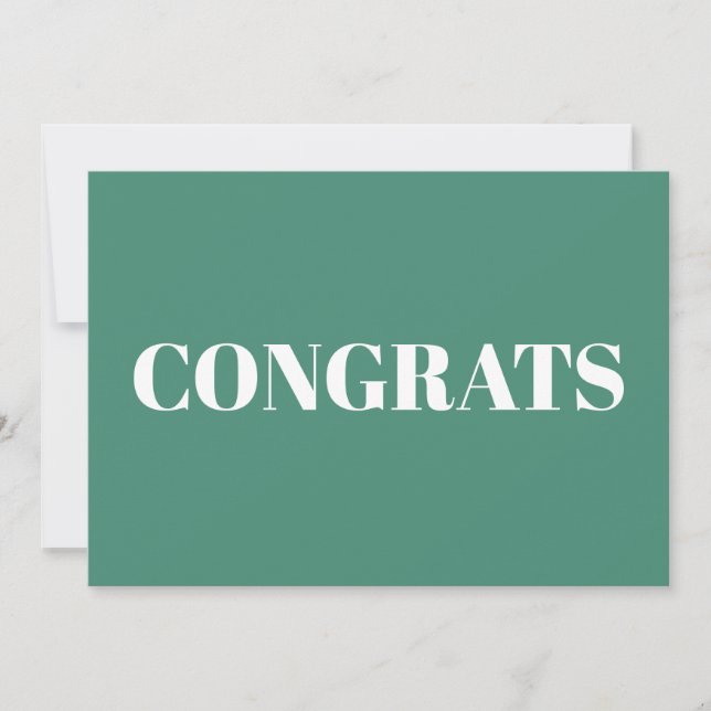 Felicitaciones, tarjeta blanca acuamarina (Anverso)