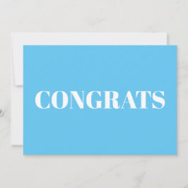 Felicitaciones, tarjeta blanca azul cielo