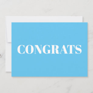 Felicitaciones, tarjeta blanca azul cielo