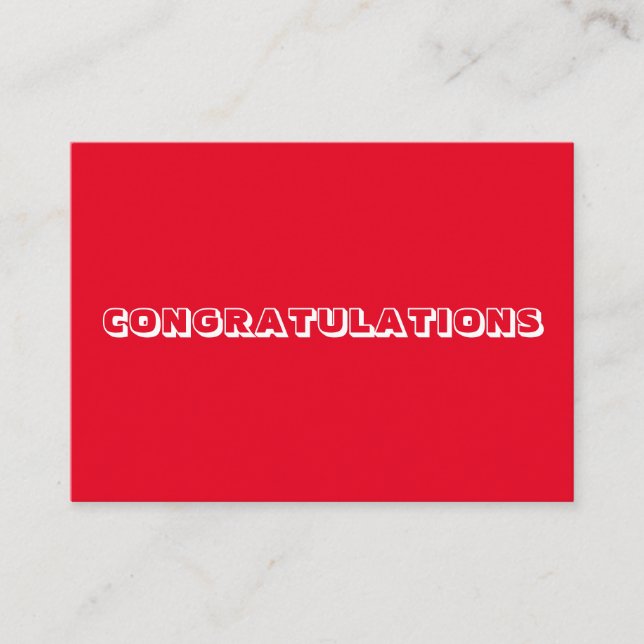 Felicitaciones, tarjeta blanca roja (Anverso)