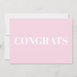 Felicitaciones, tarjeta blanca rosa claro