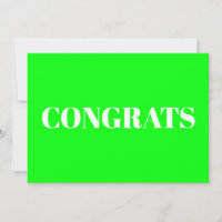 Felicitaciones, tarjeta blanca verde neón