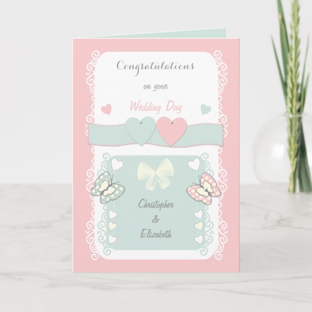 Felicitaciones tarjeta de boda shabby chic (Anverso)