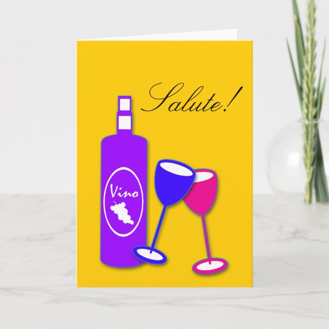Felicitaciones Tarjeta De Botella De Vino Y Gafas (Anverso)