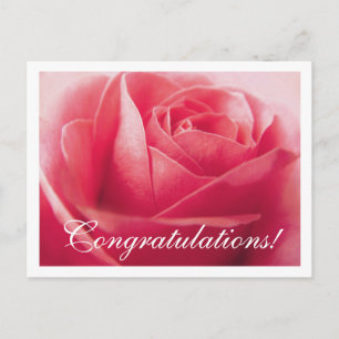 Felicitaciones, tarjeta postal de saludo rosa