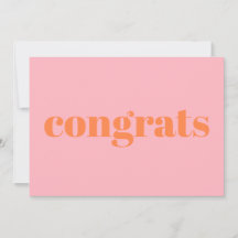 Felicitaciones, tarjeta rosa naranja pastel