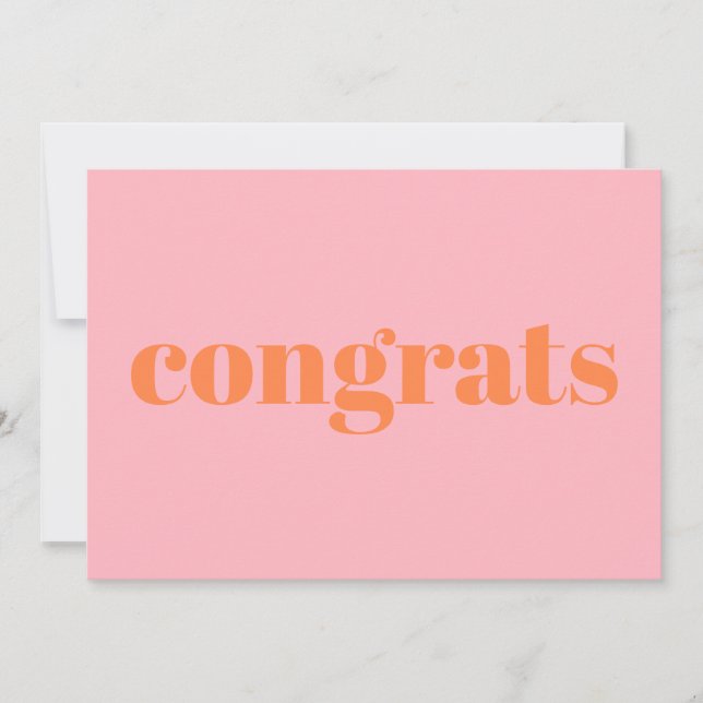 Felicitaciones, tarjeta rosa naranja pastel (Anverso)